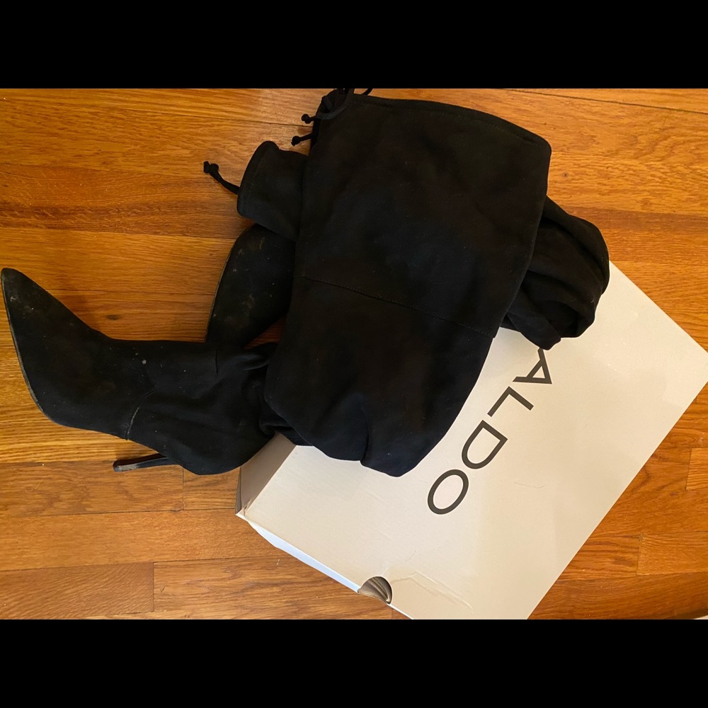 Aldo Black Suede Over the Knee Boots